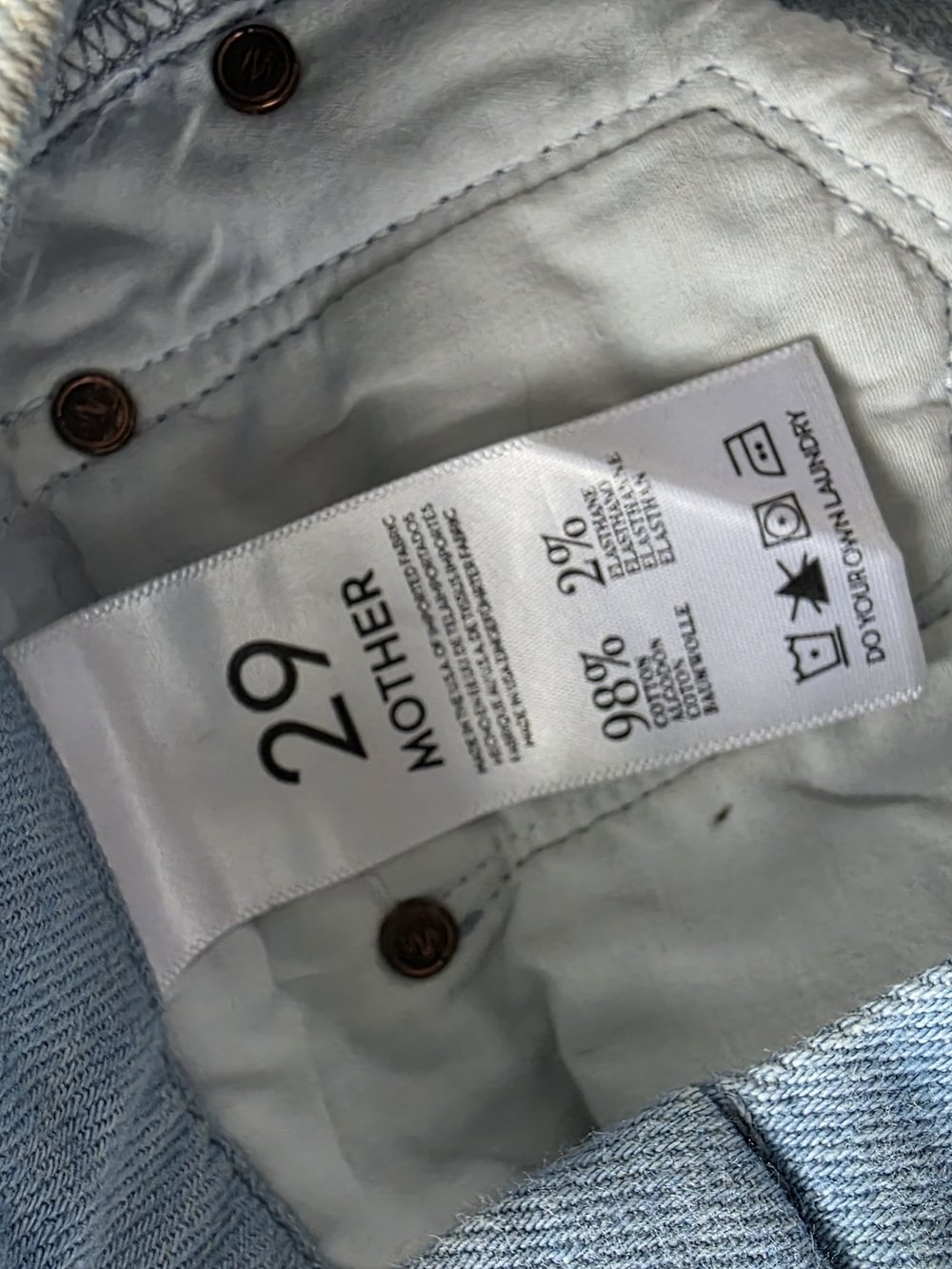 MOTHER Light Blue Metallic print denim Jeans - Picture 7 of 9